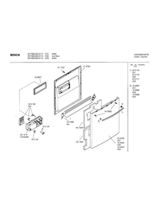 Door Assembly Diagram and Parts List for SHY66C05UC 14 Bosch Dishwasher