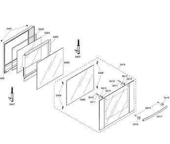 Upper Door Assy Diagram and Parts List for HBL8650UC 01 Bosch Wall Oven