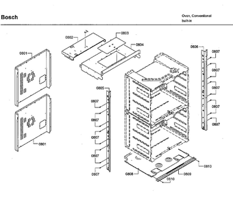 Frame Diagram and Parts List for HBLP651RUC 03 Bosch Wall Oven