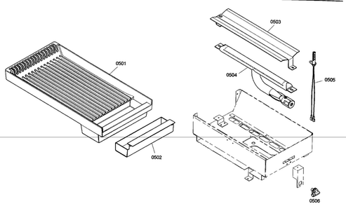 Gas Griddle Diagram and Parts List for PRD484ECG02  Thermador Range