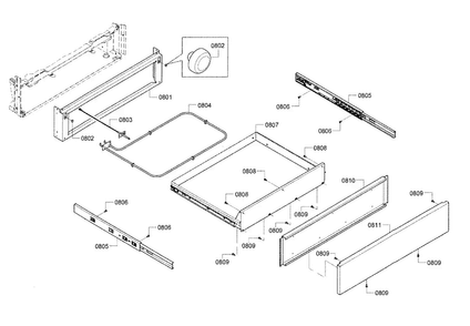 Drawer Diagram and Parts List for HGI8054UC 01 Bosch Range