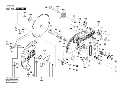 Diagram 5 Diagram and Parts List for GCM18V-12SDN 3 601 M46 210 Bosch Miter Saw