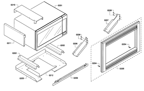 Frame Assy Diagram and Parts List for HBL5720UC 03 Bosch Microwave