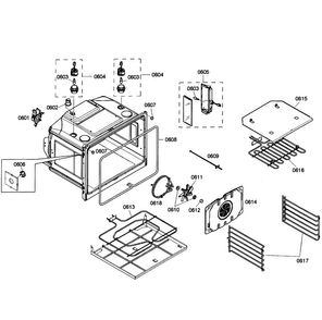 Lower Oven Assy Diagram and Parts List for HBL8650UC 02 Bosch Wall Oven