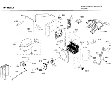 Motor & Compressor Diagram and Parts List for T42BD820NS 02 Thermador Refrigerator