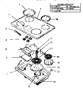 Section 1 Diagram and Parts List for CV213601  Thermador Cooktop