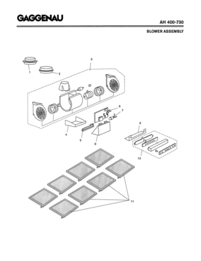 02 - BLOWER ASSEMBLY Diagram and Parts List for AH400-730  Bosch Range Hood