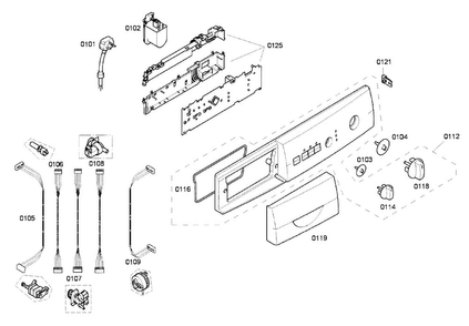 Control Panel Diagram and Parts List for WFL2090UC 18 Bosch Washer