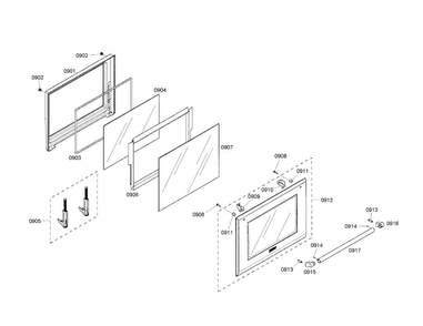 Oven Door Diagram and Parts List for PODM301-01  Thermador Wall Oven
