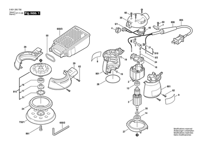 Section 1 Diagram and Parts List for 0601295756  Bosch Orbital or Palm Sander