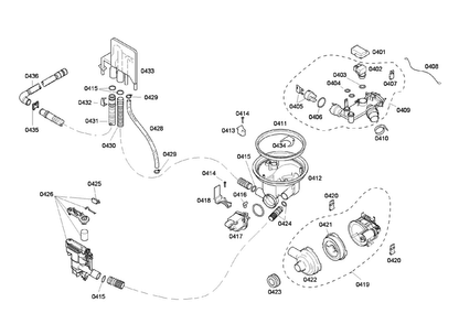 Pump Assy Diagram and Parts List for SHE45M05UC 52 Bosch Dishwasher