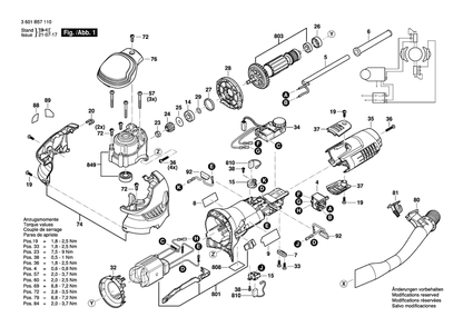 Page 1 Diagram and Parts List for GET75-6 3601B57110 Bosch Orbital or Palm Sander