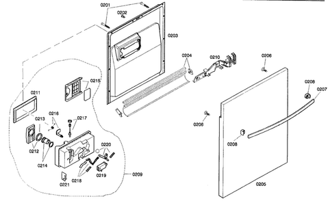 Door Assy Diagram and Parts List for SHX33A06UC 21 Bosch Dishwasher