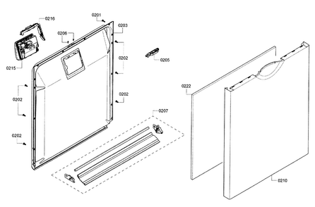 Door Assy Diagram and Parts List for SHE3AR56UC 12 Bosch Dishwasher