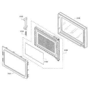 Door Diagram and Parts List for HMB5061 02 Bosch Microwave