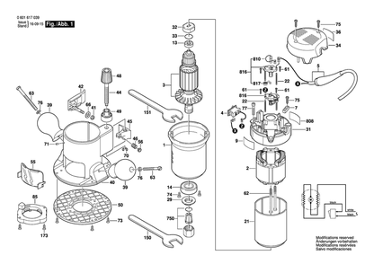 Diagram Diagram and Parts List for 1617 0 601 617 061 Bosch Router
