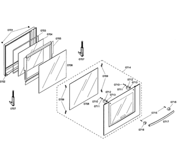 Lower Door Assy Diagram and Parts List for HBL8650UC 01 Bosch Wall Oven