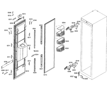 Door Assy Diagram and Parts List for T18ID80NRP 07 Thermador Freezer