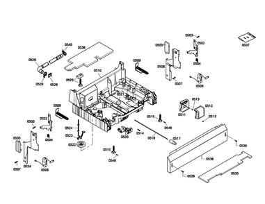 Base Diagram and Parts List for SHE55P05UC 53 Bosch Dishwasher