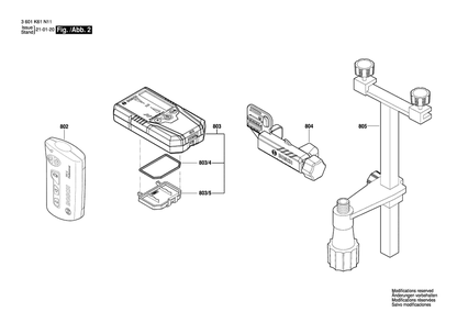 Page 2 Diagram and Parts List for GRL1000-20HV 3601K61P11 Bosch Laser Level