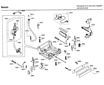 Base Diagram and Parts List for SPX68U55UC 33 Bosch Dishwasher