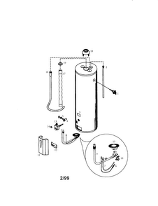 Power Miser 40 Gallon Diagram and Parts List for 153337462  Kenmore Water Heater