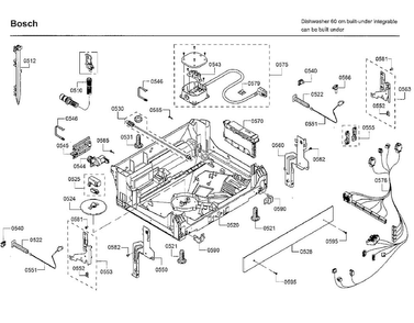 Base Diagram and Parts List for SHXM78W55N 01 Bosch Dishwasher