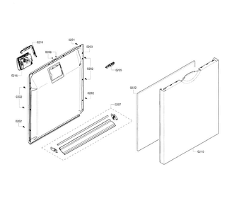 Door Assy Diagram and Parts List for SHE3AR55UC 11 Bosch Dishwasher