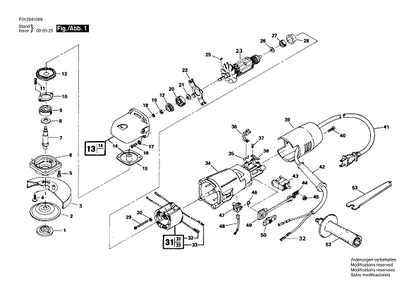 Bosch 9410type1 (F012941099) Diagram and Parts List for 9410 (TYPE 1)(F012941099) Bosch Angle Grinder