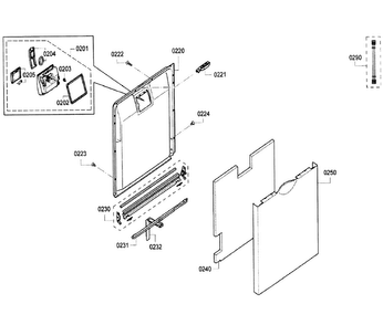 Door Diagram and Parts List for SGE53U56UC B3 Bosch Dishwasher