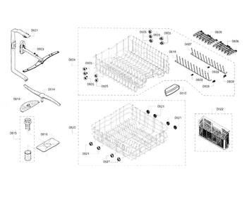 Rack Diagram and Parts List for SHE53T55UC 02 Bosch Dishwasher