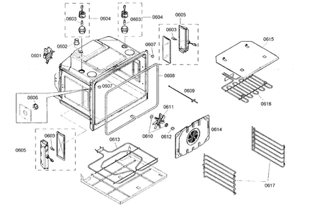 Bottom Oven Diagram and Parts List for MED302EB01  Thermador Wall Oven