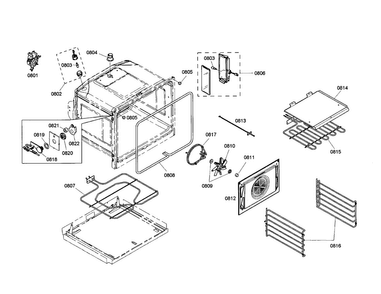Oven Cabinet Diagram and Parts List for MEMCW271ES-01  Thermador Microwave