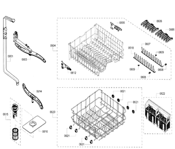 Wash Assy Diagram and Parts List for SHX4ATF5UC 21 Bosch Dishwasher