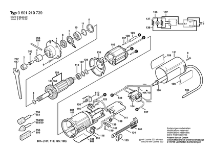 Section 1 Diagram and Parts List for 0601210739  Bosch Sander Grinder