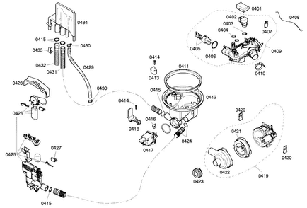 Pump Assy Diagram and Parts List for SHX57C02UC 21 Bosch Dishwasher