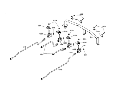 Manifold/valve/tubing Diagram and Parts List for NGP746UC 01 Bosch Cooktop