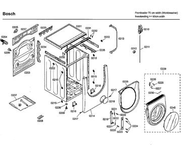 Cabinet Diagram and Parts List for WFMC4301UC 07 Bosch Washer