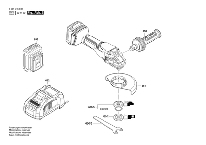 Diagram 2 Diagram and Parts List for GWS18V-180PC 3 601 JH6 EB4 Bosch Angle Grinder