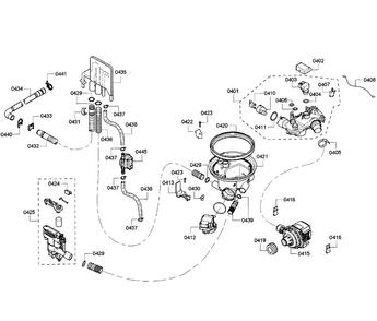 Pump Assy Diagram and Parts List for SHE68R56UC 67 Bosch Dishwasher