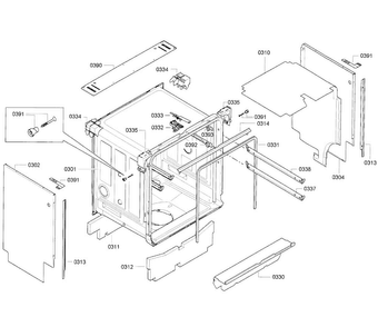 Cabinet Diagram and Parts List for SGE63E15UC 01 Bosch Dishwasher