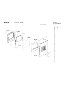 Door Assembly Diagram and Parts List for HES245U 01 Bosch Range