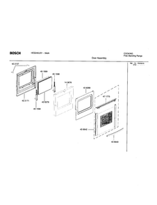 Door Assembly Diagram and Parts List for HES246U 01 Bosch Range