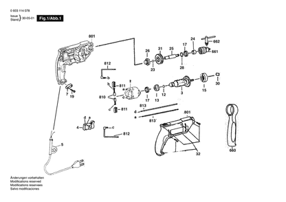Section 1 Diagram and Parts List for 0603114077  Bosch Impact Driver