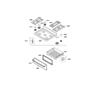 Burner & Drawer Assy Diagram and Parts List for HGS3053UC 06 Bosch Range