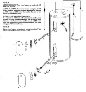 Water Heater Diagram and Parts List for 153321440  Kenmore Water Heater