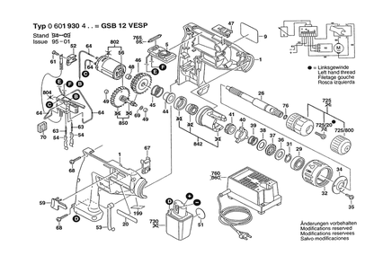 Section 1 Diagram and Parts List for GSB12VESP 0601930420 Bosch Impact Driver