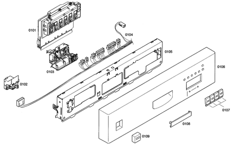Control Panel Diagram and Parts List for SHE43C05UC 47 Bosch Dishwasher