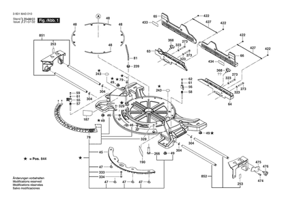 Section 1 Diagram and Parts List for 3601M43010  Bosch Miter Saw