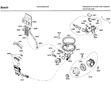 Pump Diagram and Parts List for SHX43C05UC 26 Bosch Dishwasher